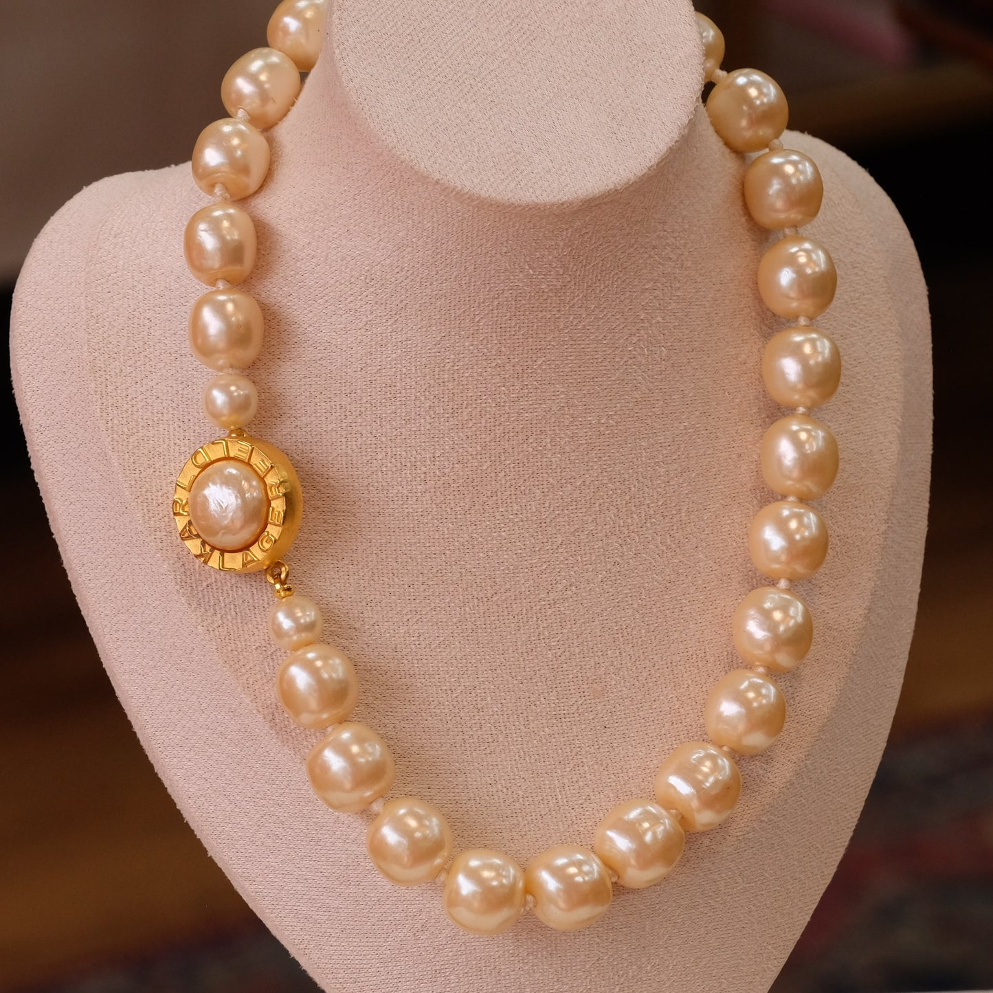 Vintage Karl Lagerfeld Baroque Pearl Necklace 1980s