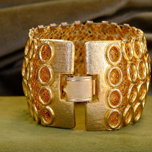 Statement Woven Gold tone Bracelet