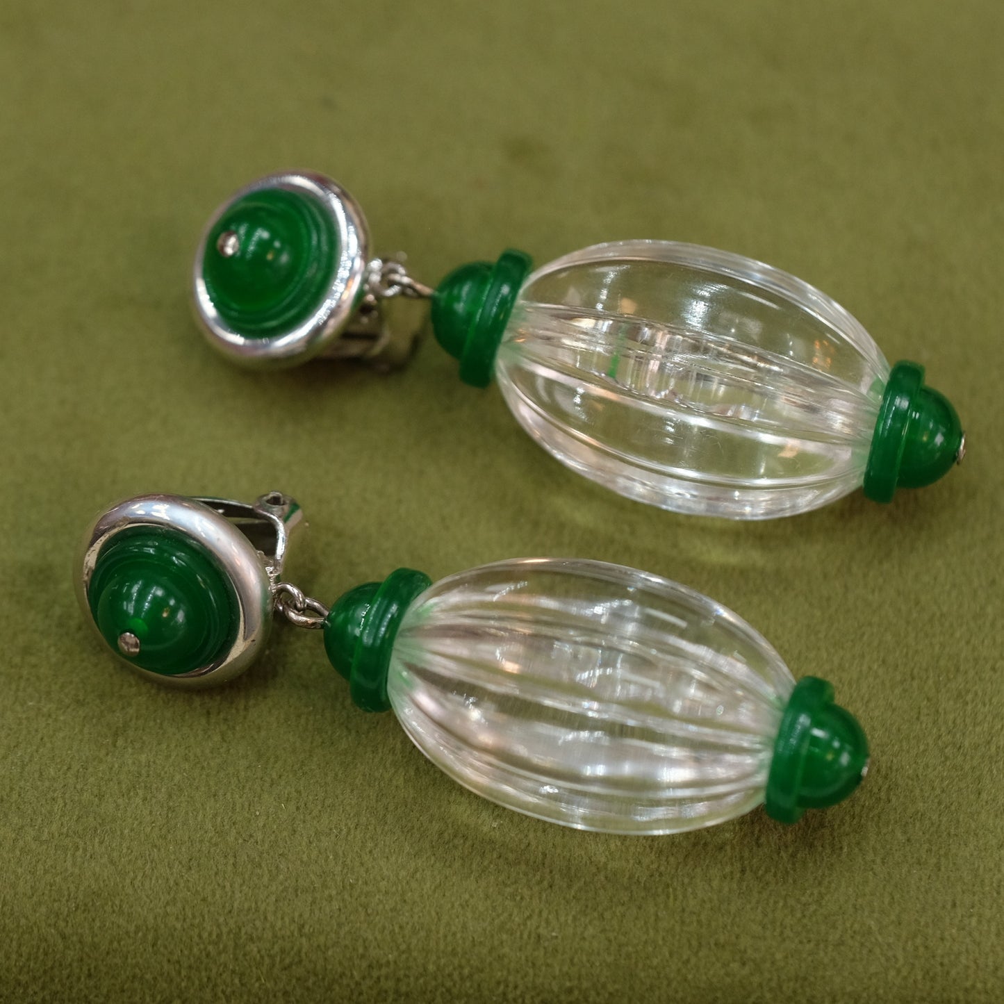 Vintage Christian Dior Plastic Dangle Earrings 1973