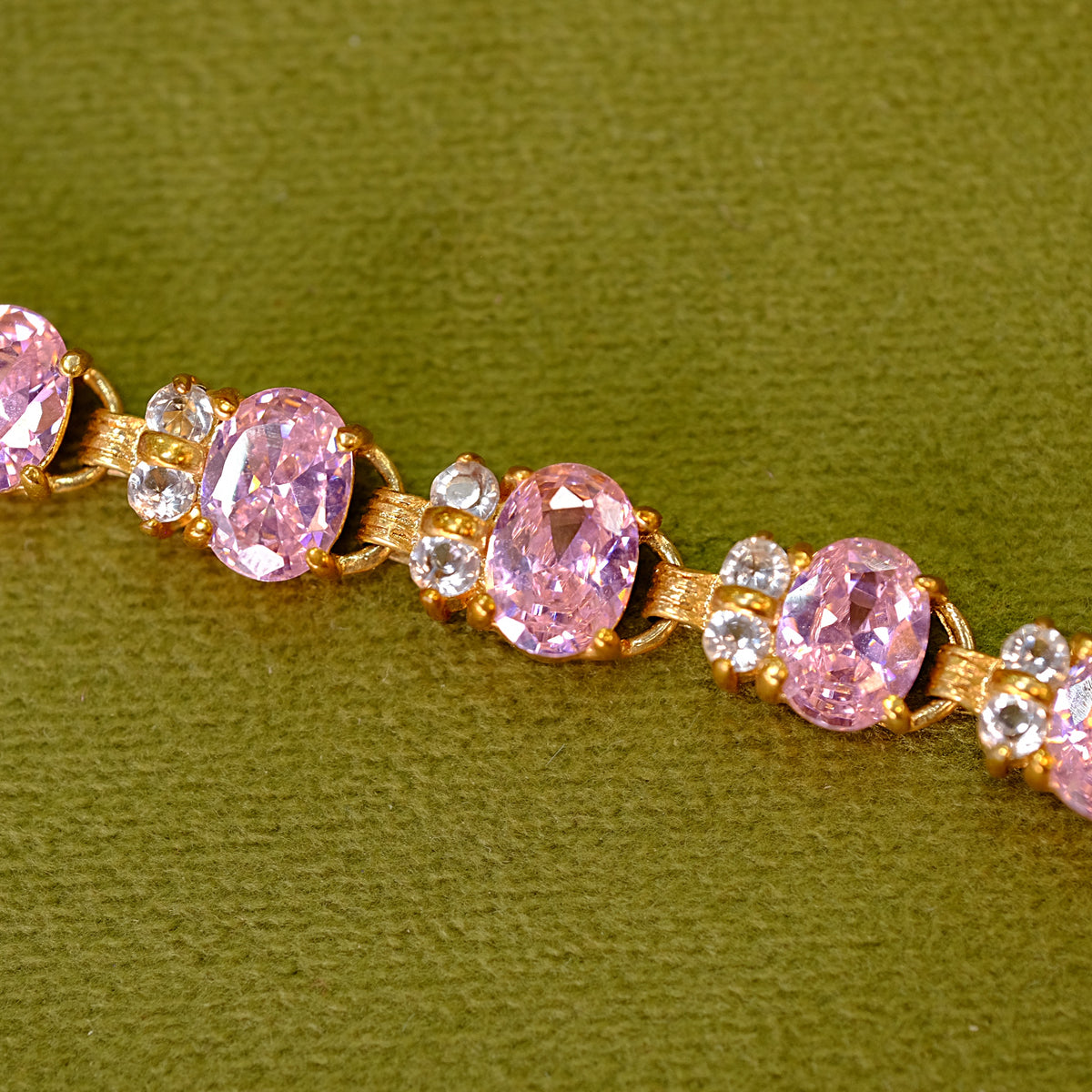 Vintage Crystal Pink Gold Tone Bracelet