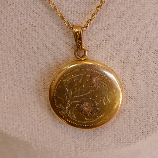 12k Gold Filled Round Locket Necklace