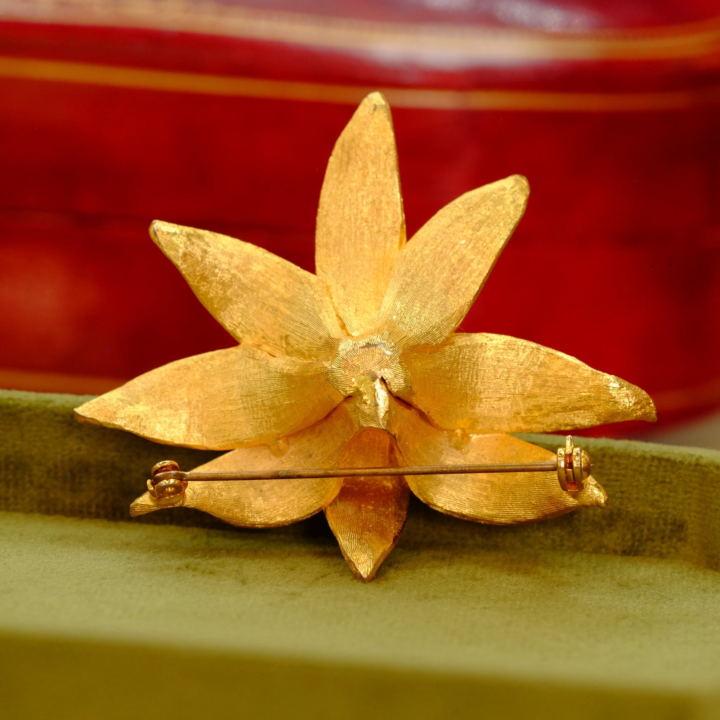 Vintage Flower Brooch with Glass Accents 1960s