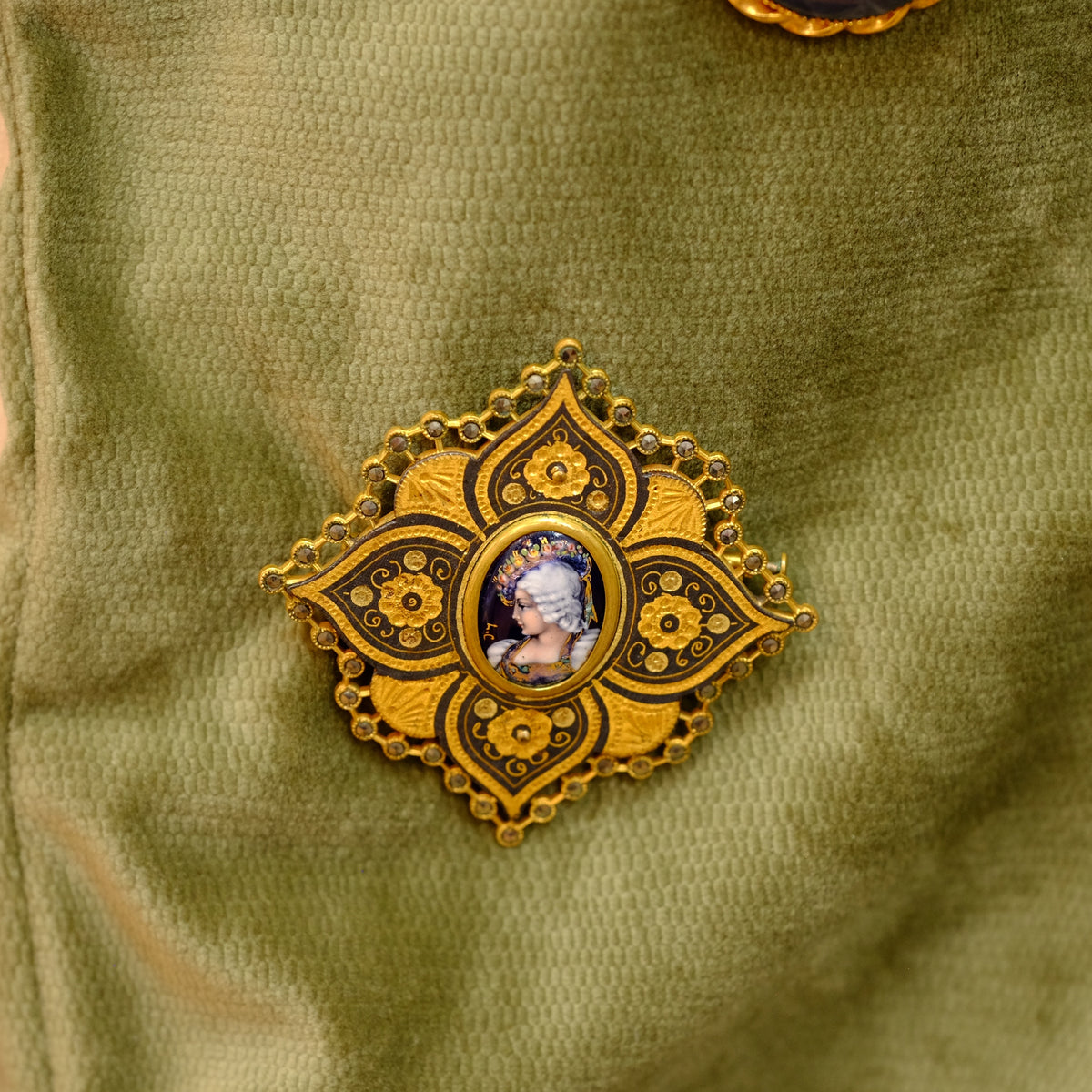 Antique Spanish Lady Portrait Brooch