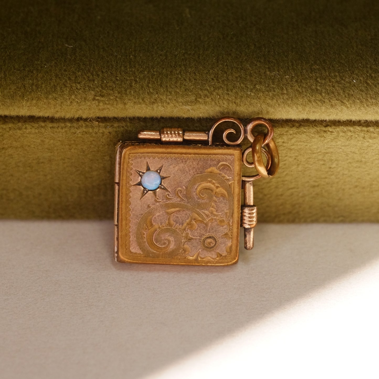 Victorian Square Watch Fob with opal