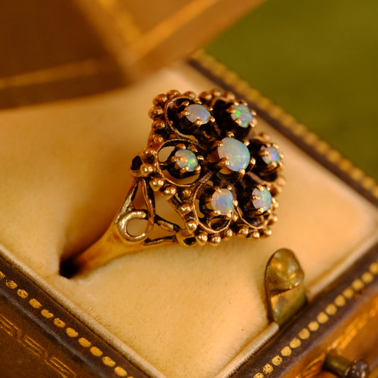 14K Gold Filigree Opal ring