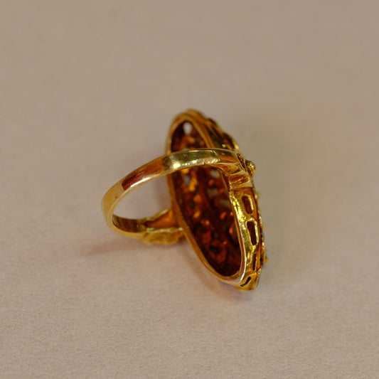 14K Gold Opals and Enamel Ring