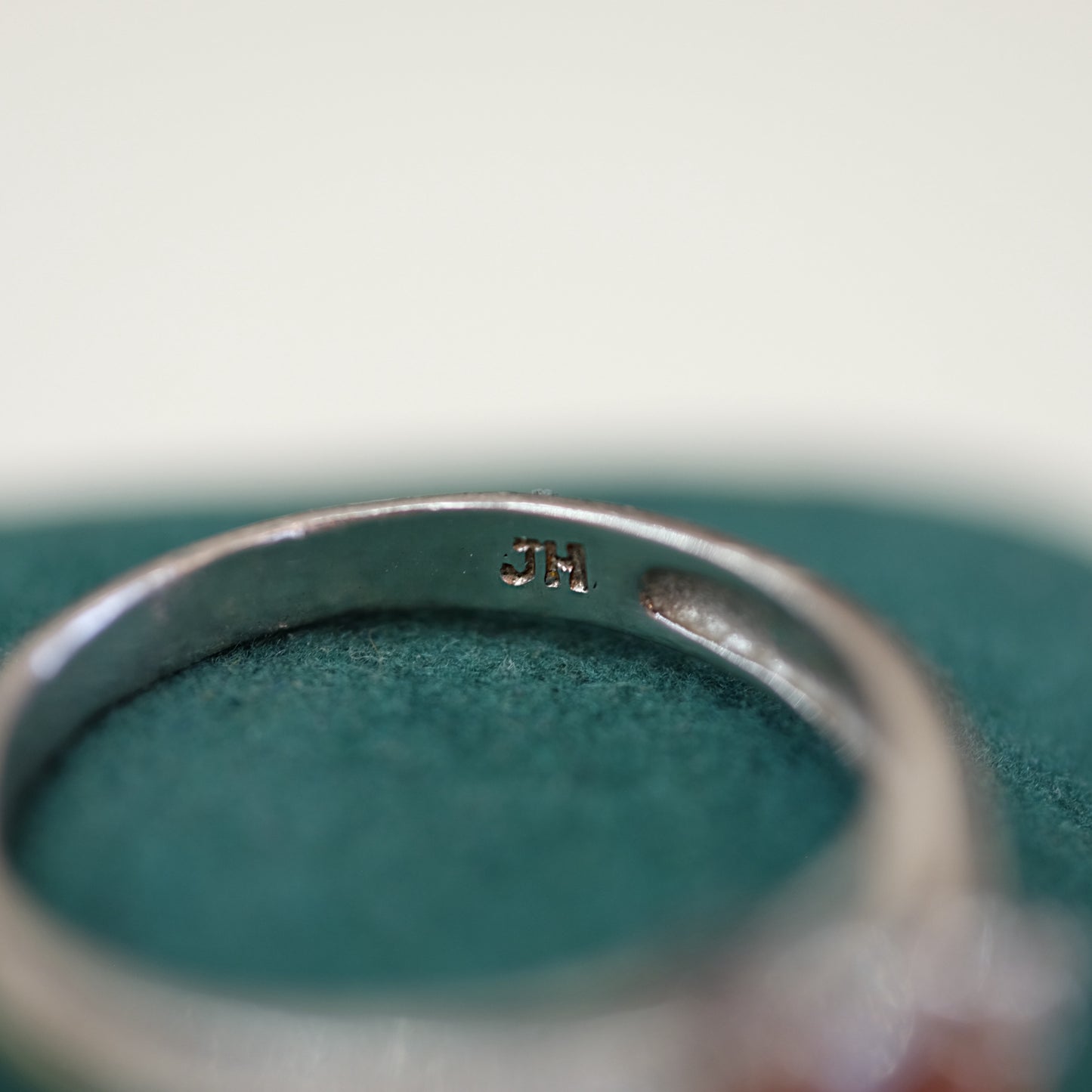 Orange Glass Silver Heart Ring