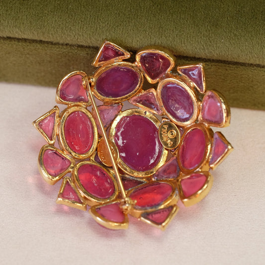 Vintage Poured Glass De Nicola Pink Brooch 1950s