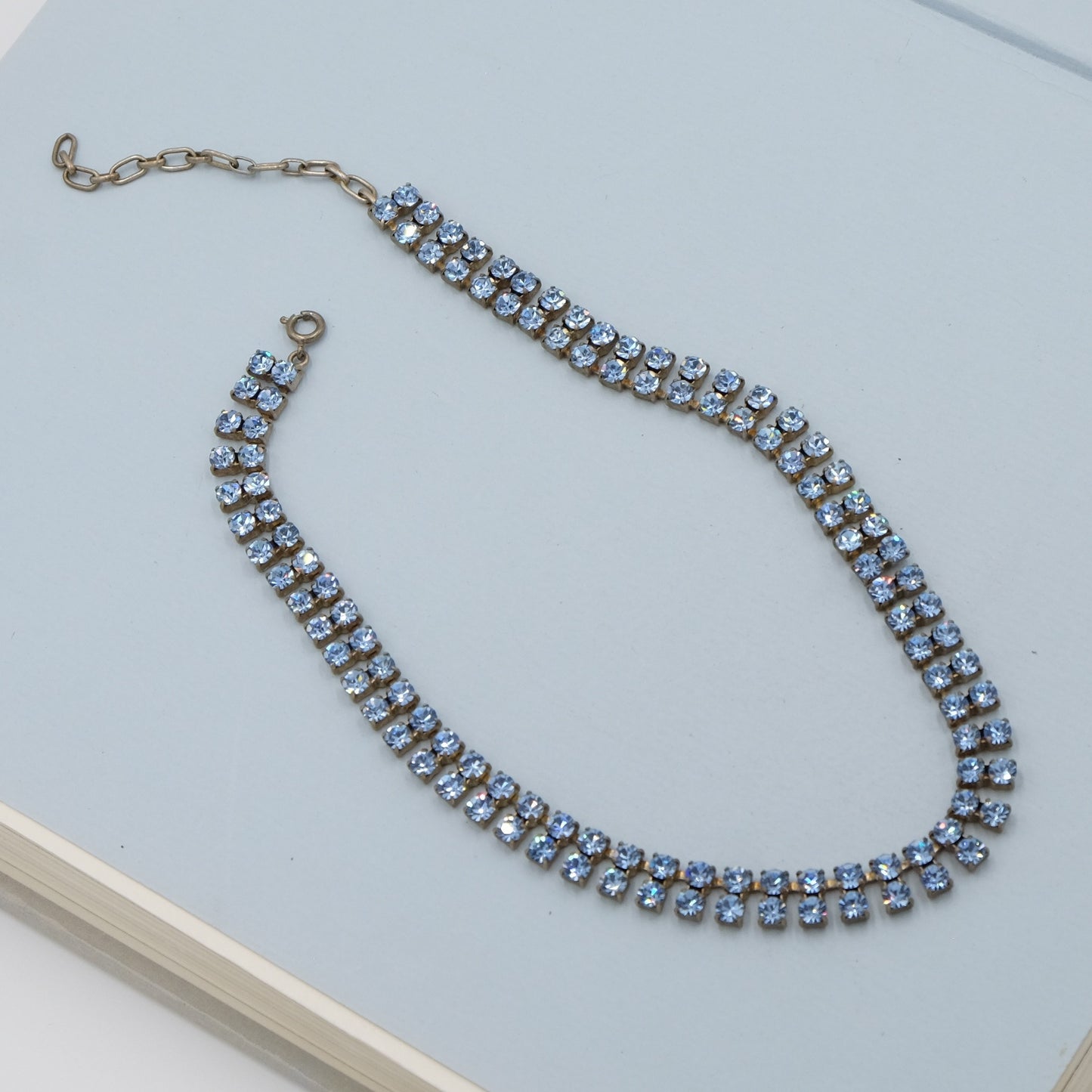 Vintage Austrian Blue Crystal Necklace 1950s