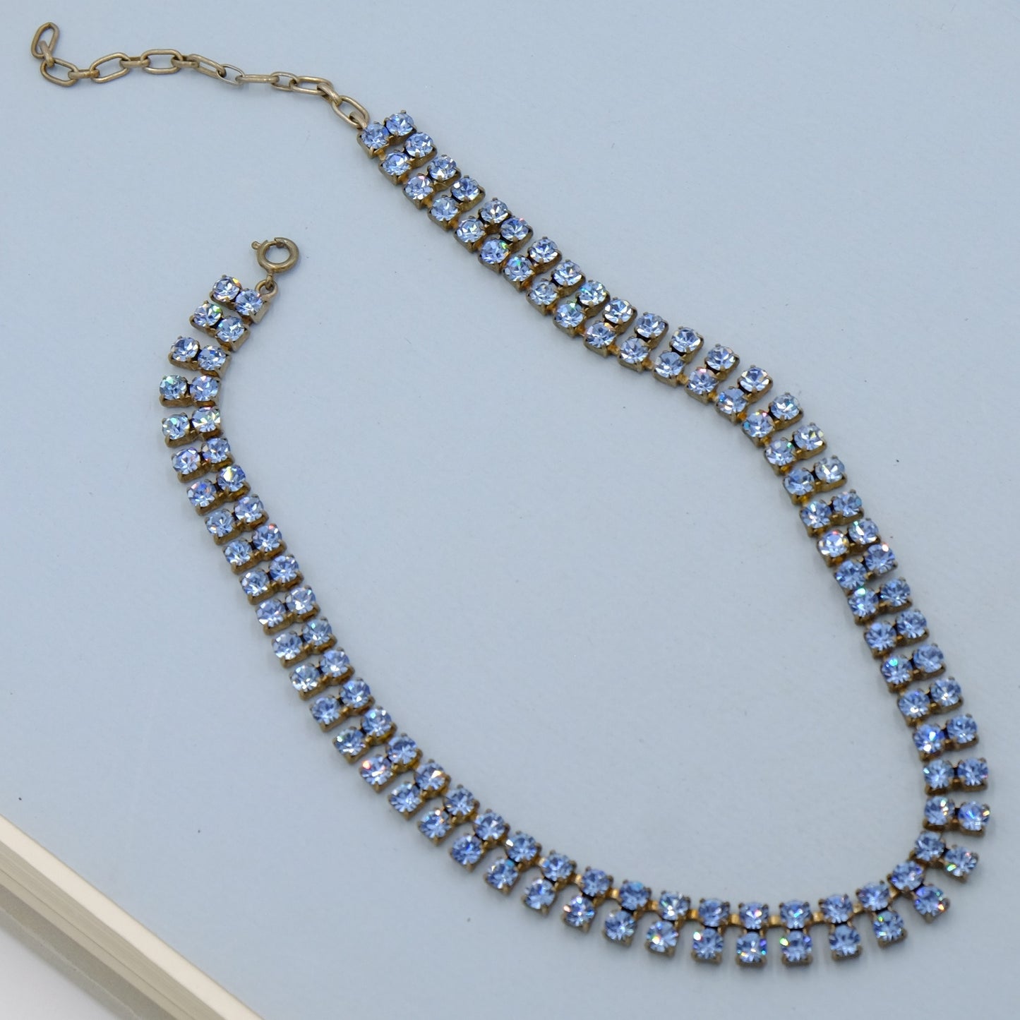 Vintage Austrian Blue Crystal Necklace 1950s