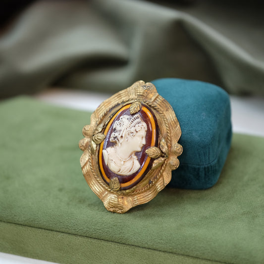 Large Victorian Costume Cameo Brooch
