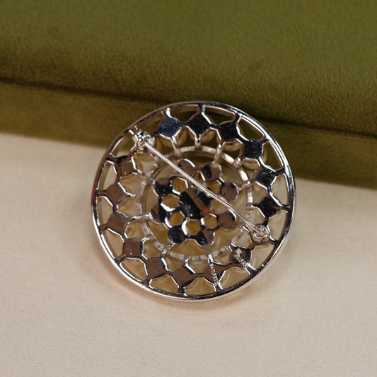 Trifari Round Pin Faux Pearls 1950s