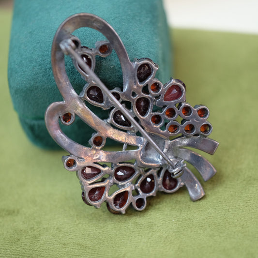 Sterling Brooch with Garnets & Marcasites, c.1930
