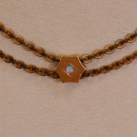 Victorian Gold Filled Slider Chain with opal charm