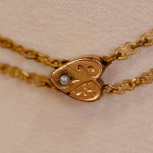 Victorian Gold Filled 10K Gold Slider Chain with heart charm