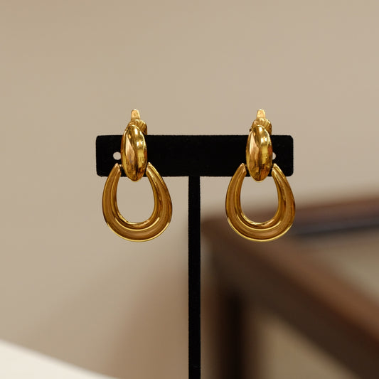 Vintage Trifari Hoops Clip on Earrings 1970s