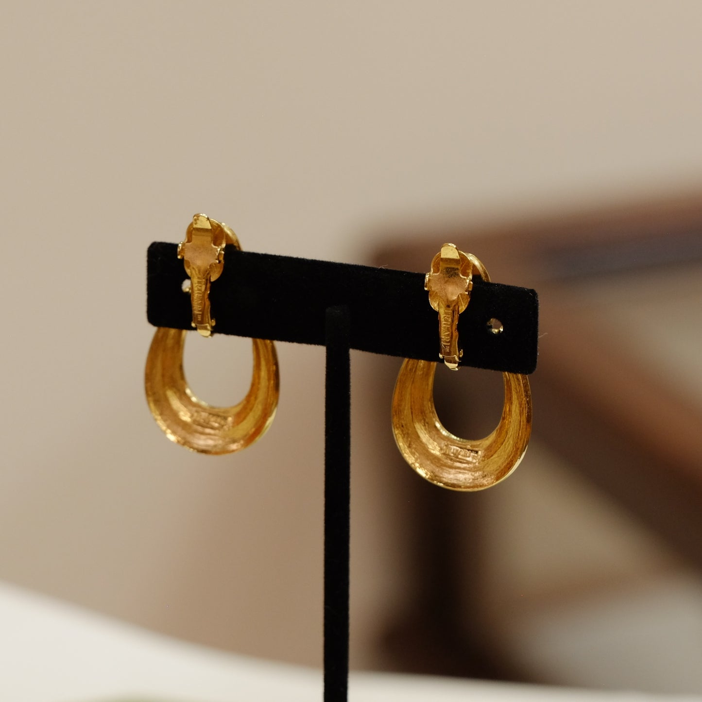 Vintage Trifari Hoops Clip on Earrings 1970s