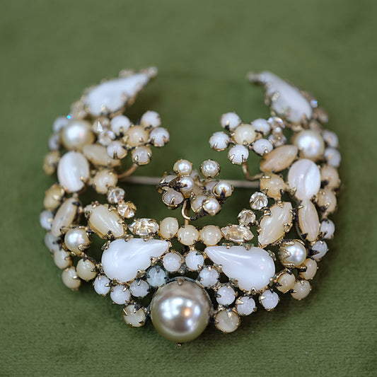 Schreiner Moonglow Brooch and Earring Set 1960s