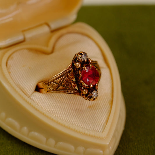 14k Rose Gold Tourmaline Diamond Ring