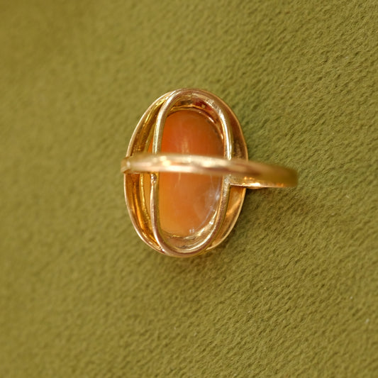 18K Gold Cameo European Ring