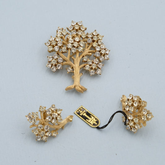 Vintage Trifari Tree set brooch and earrings 1950s