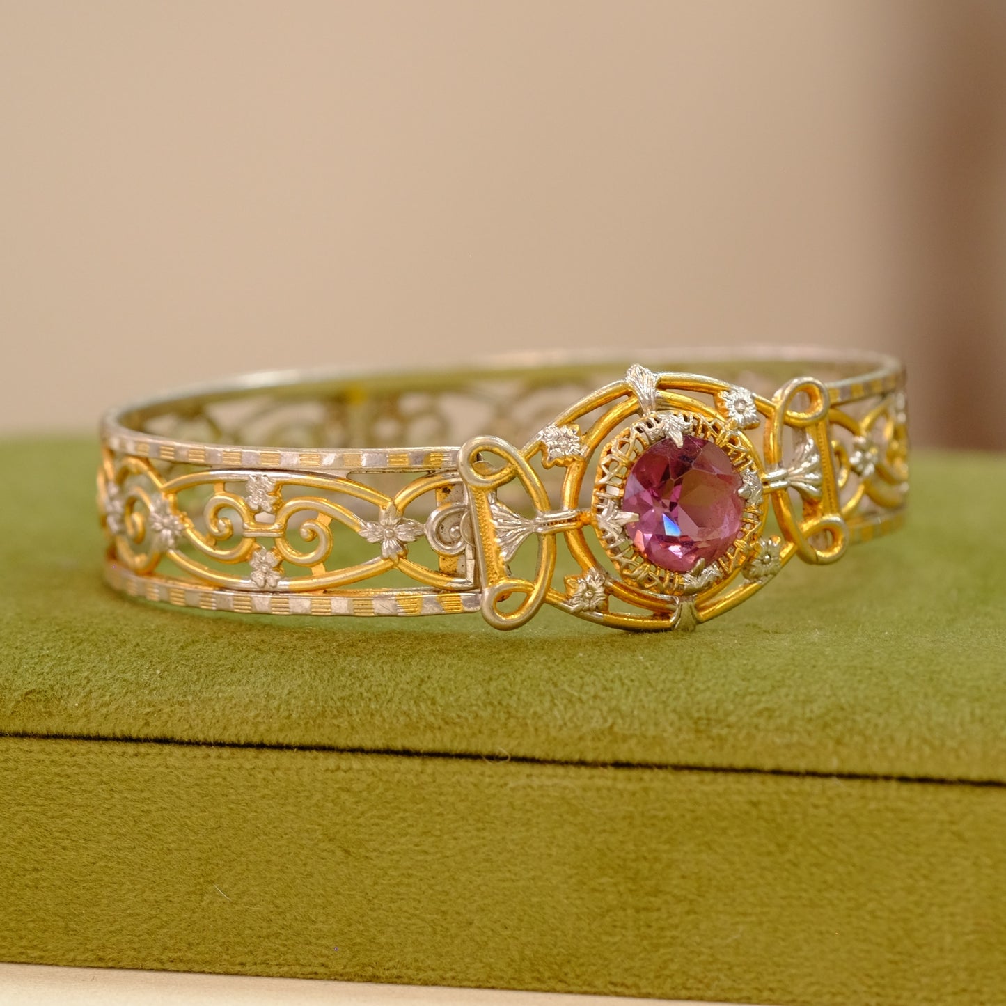 Art Deco Filigree with Czech glass JJ White co 1933