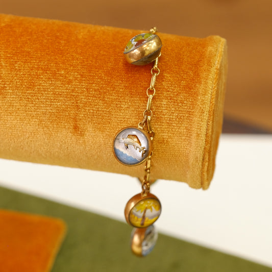 Vintage 10k Gold Florida Charms Bracelet