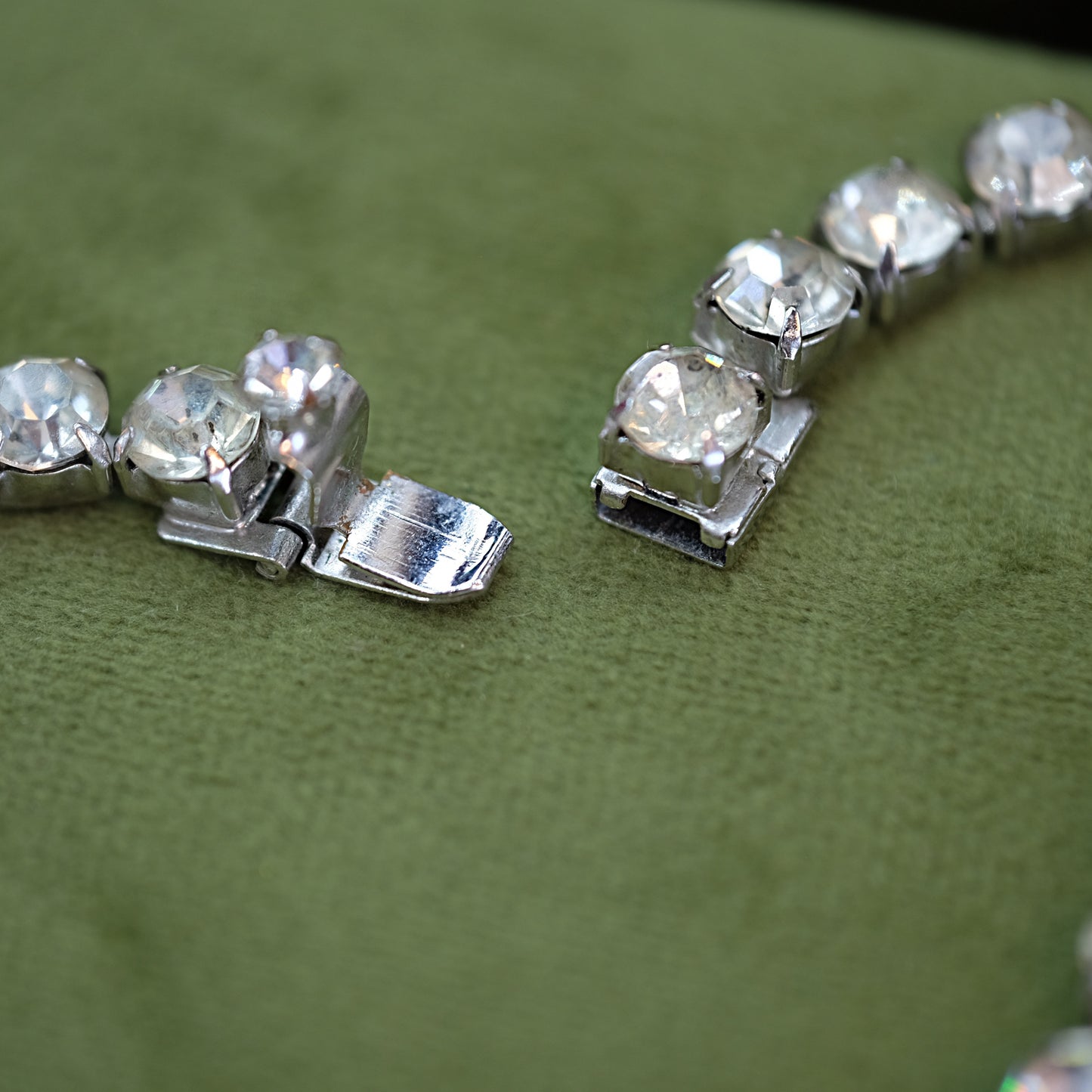 Mimi Di N Rhinestone and Green Glass Statement Necklace