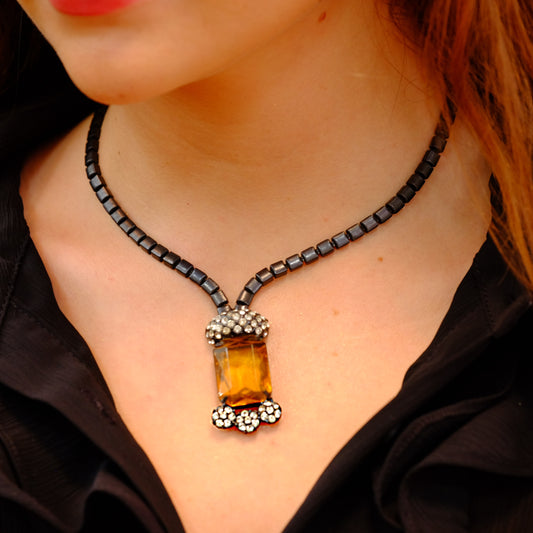 Faux Citrine Designer Necklace