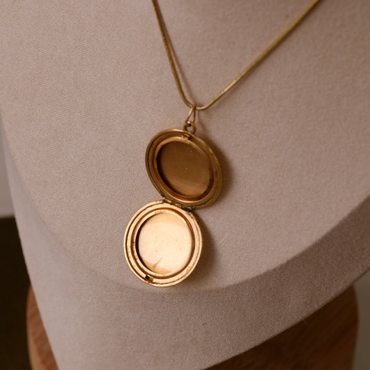 Antique Gold Filled Round Locket on Chain