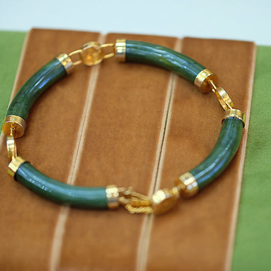 Jade Gold Plated Link Bracelet