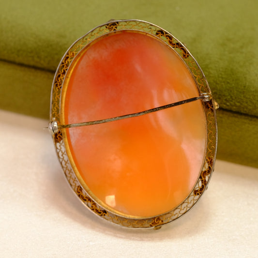 10K Gold Large Shell Cameo 1900s