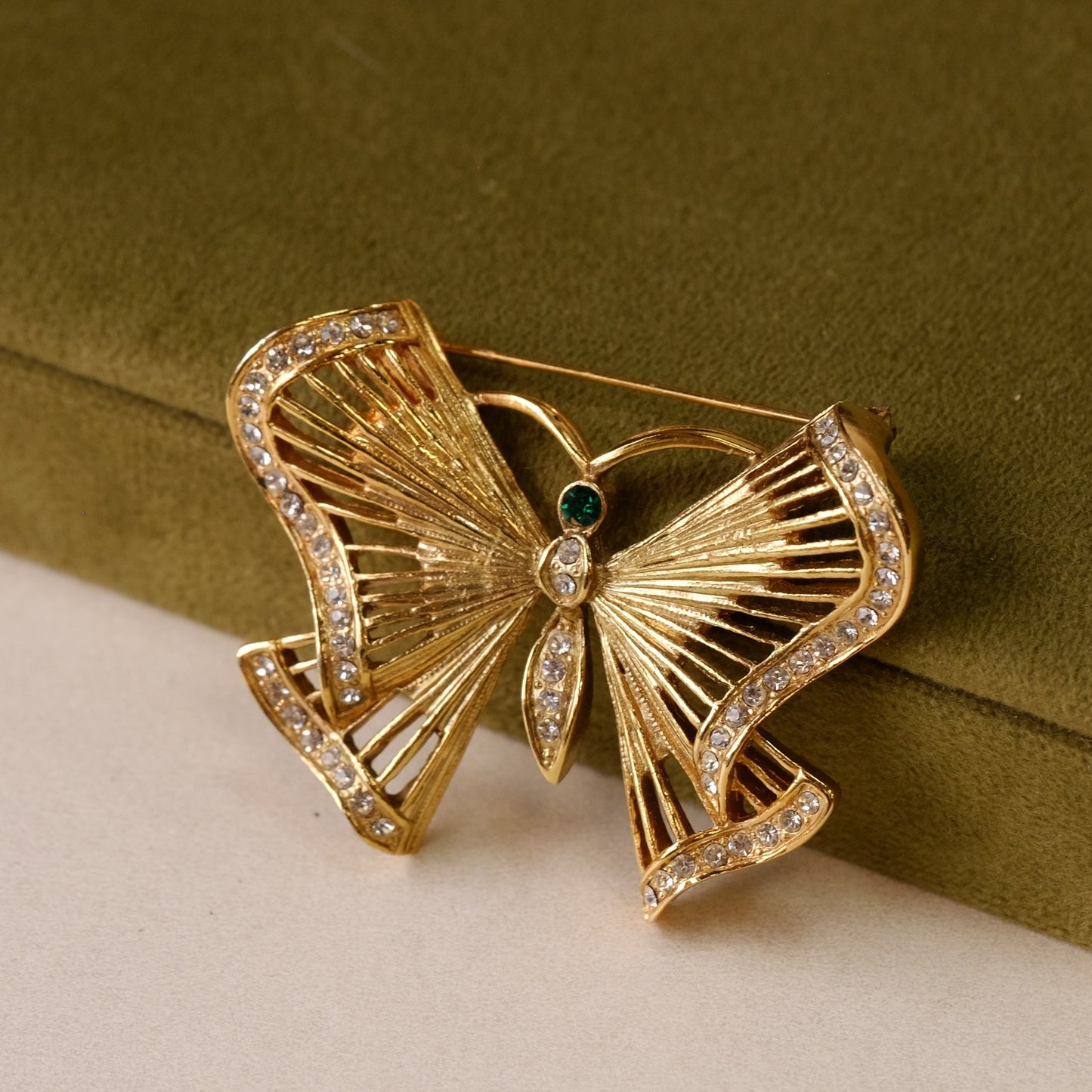 Vintage Butterfly Gold Tone Brooch
