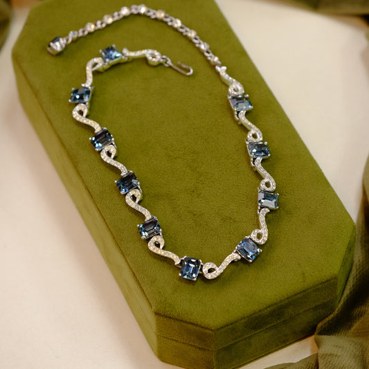 Vintage Kramer Blue Glass Rhinestone Necklace 1950s