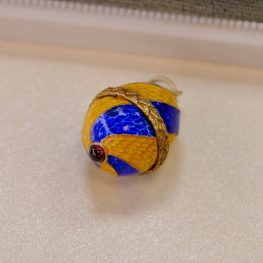 Tiny Enamel "Faberge Egg" Charm Pendant