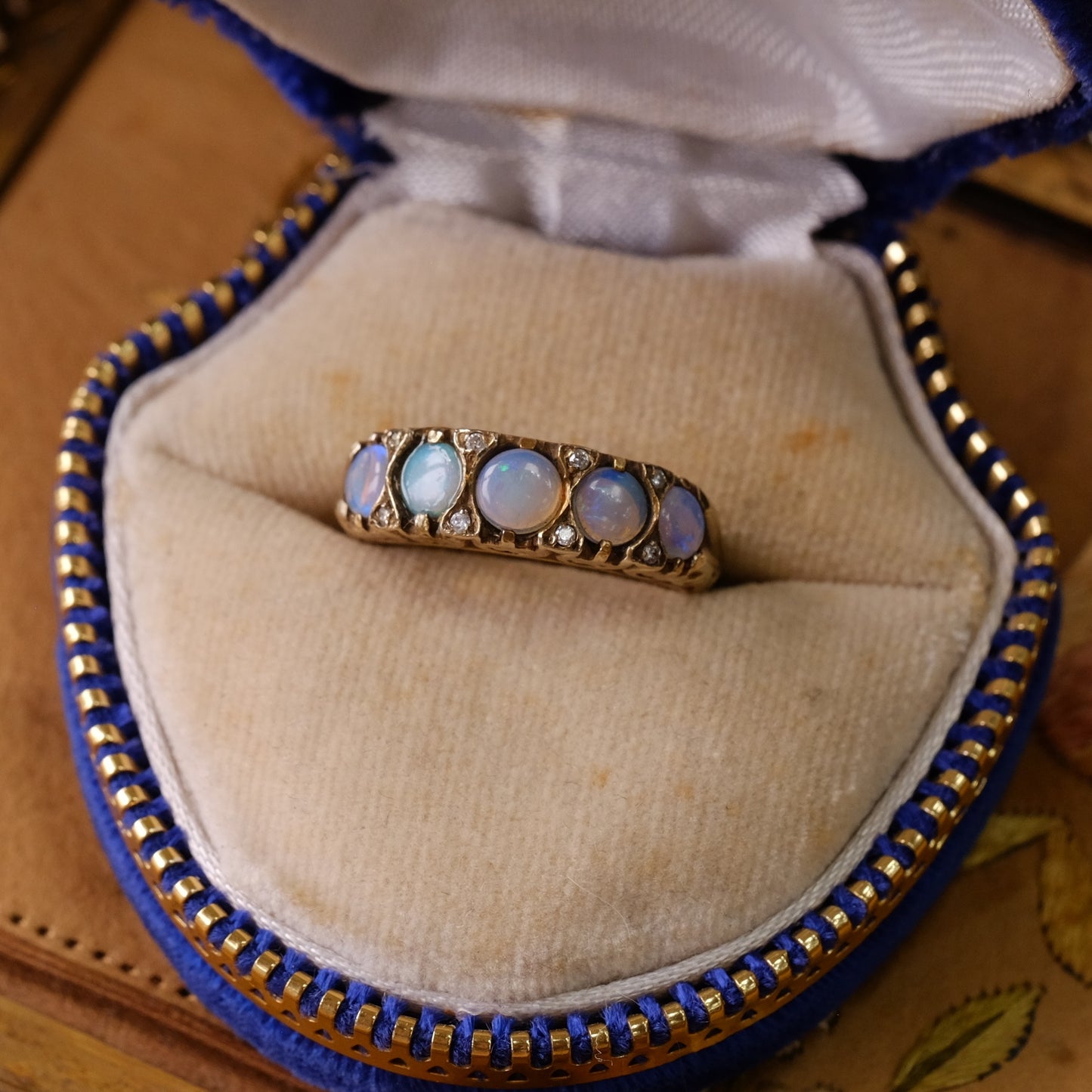 Victorian 14K Opal Diamond Ring
