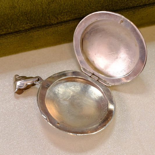 Vintage Sterling Silver Round Locket Pendant