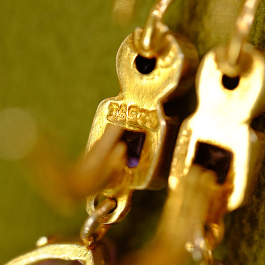 Gold Plated 925 Amethyst Drop Earrings