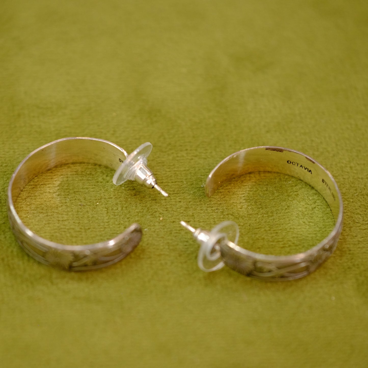 Octavia Sterling Pierced Etched Hoops