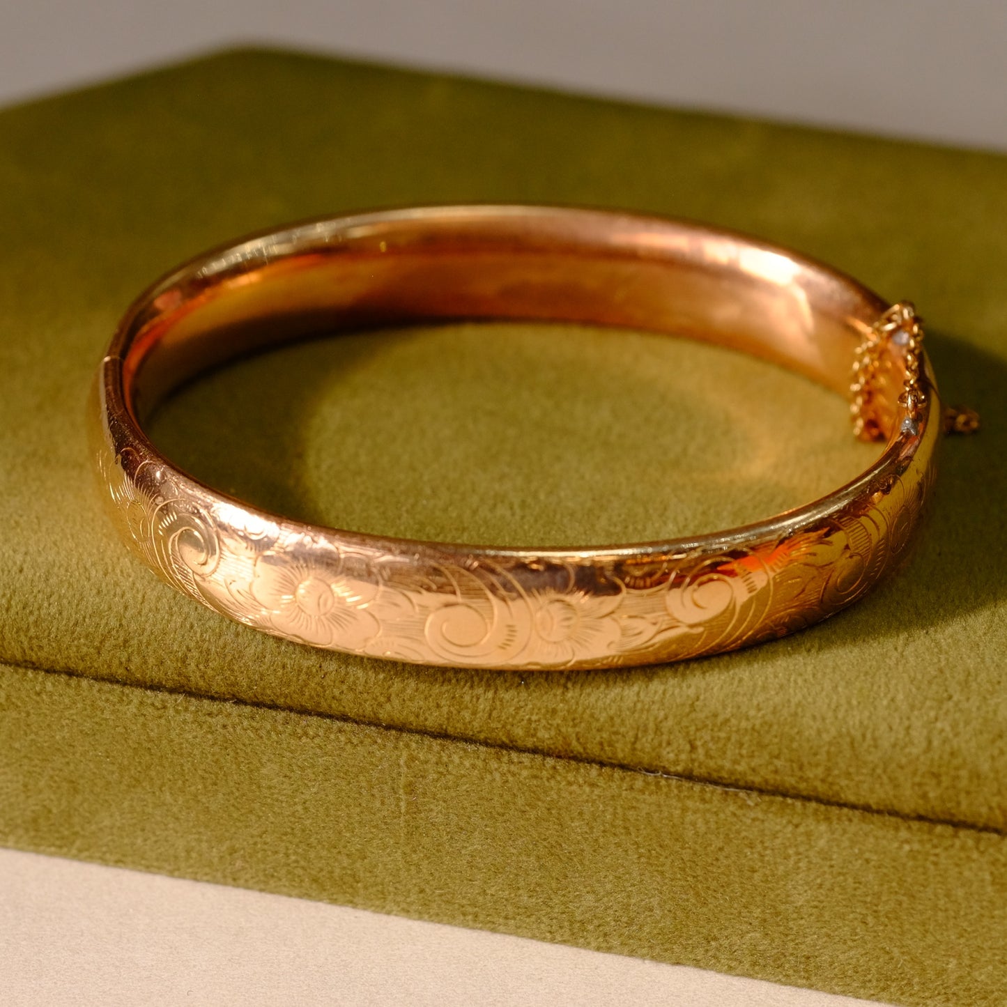 Foster & Bailey Gold Filled Etched Flower Accent Bangle