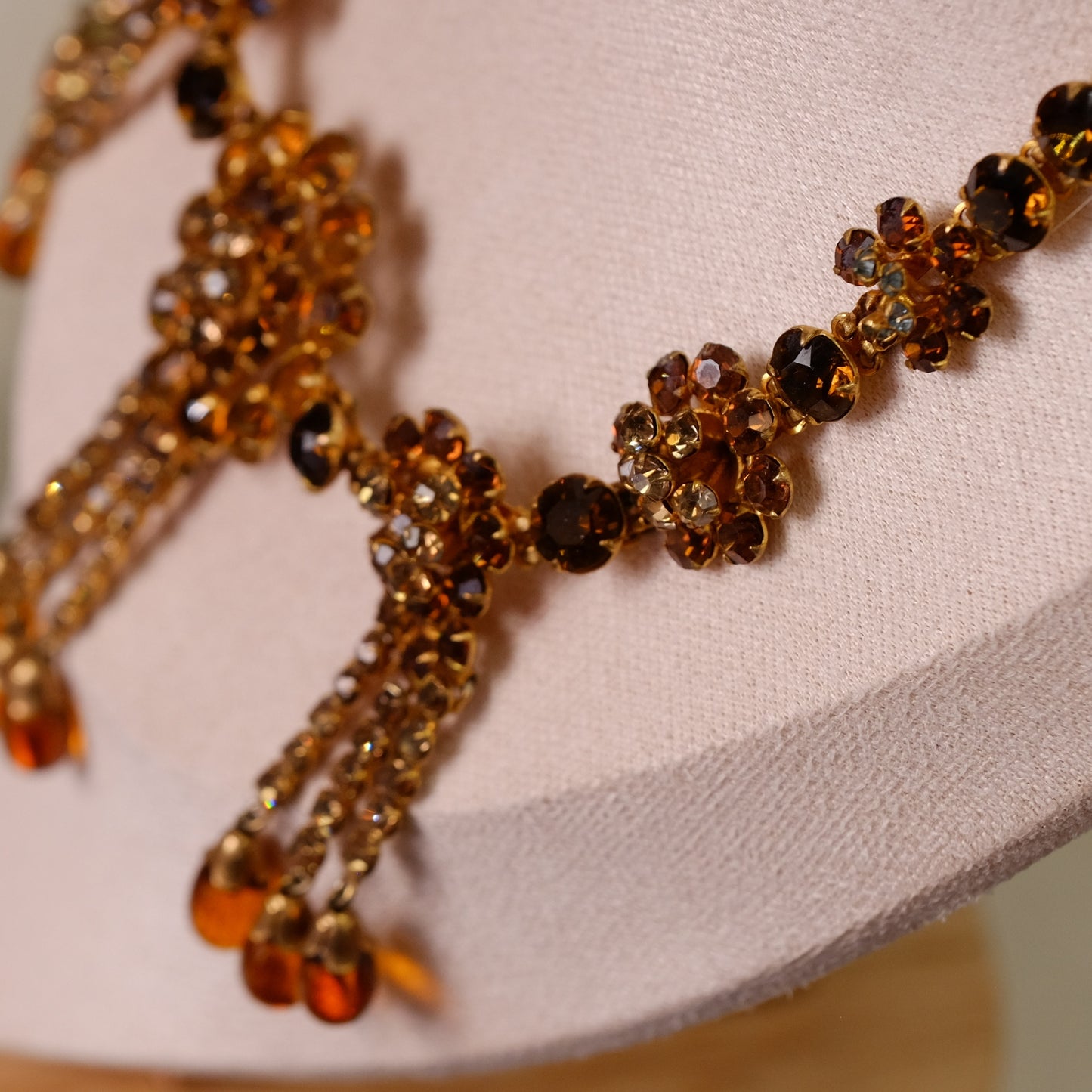 Roger Jean Pierre Made in France Amber Glass Necklace 1950s