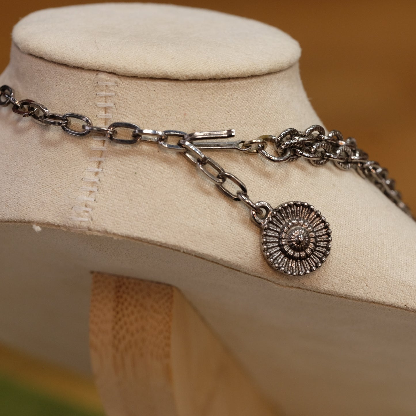 Intricate Etruscan Style Dangle Necklace 1970s