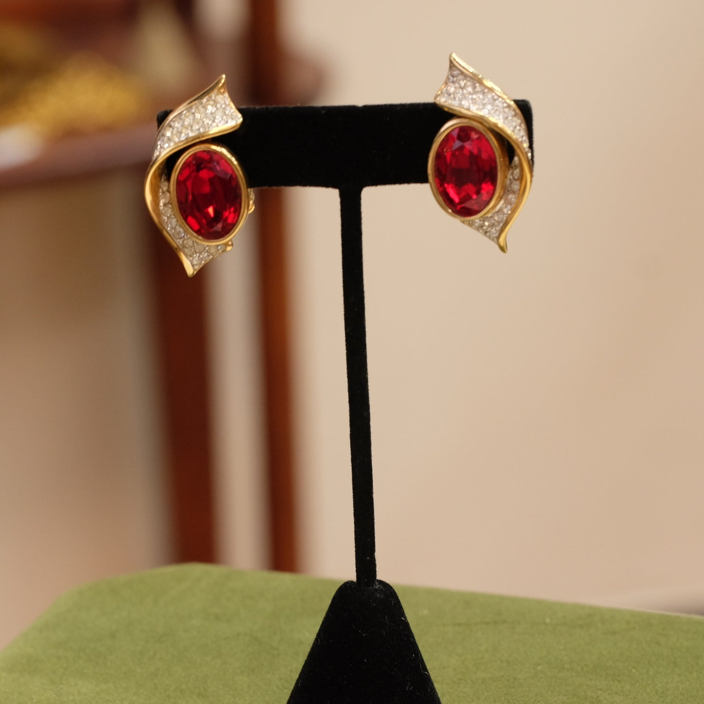Swarovski Red Crystal Earrings 1990s