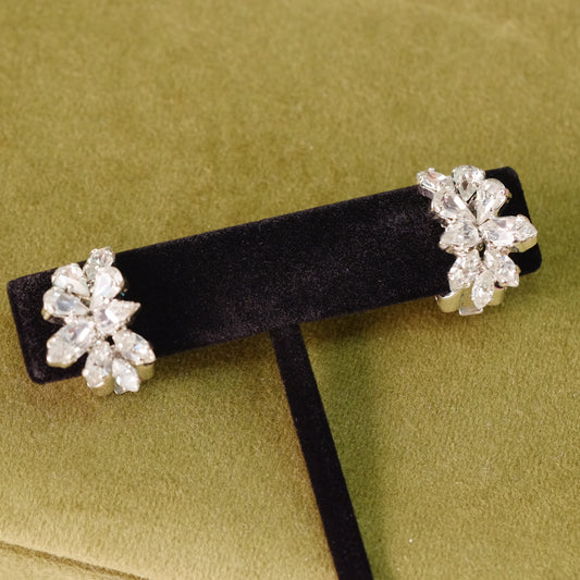 Christian Dior Germany 1970 Clear Rhinestones Earrings