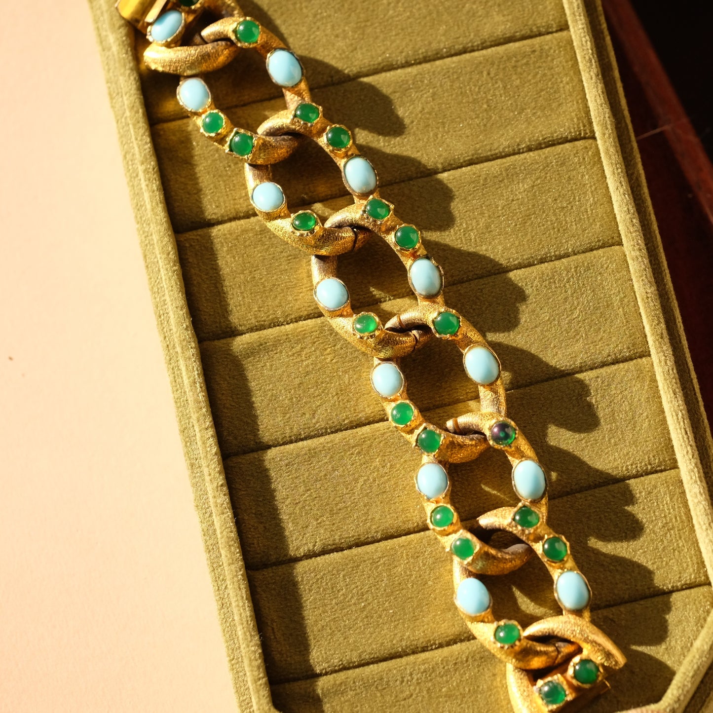 Vintage YSL Faux Emerald and Turquoise Bracelet 1970s