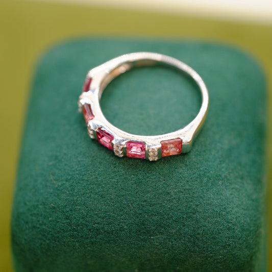 10k White Gold Tourmaline and Clear Topaz Ring