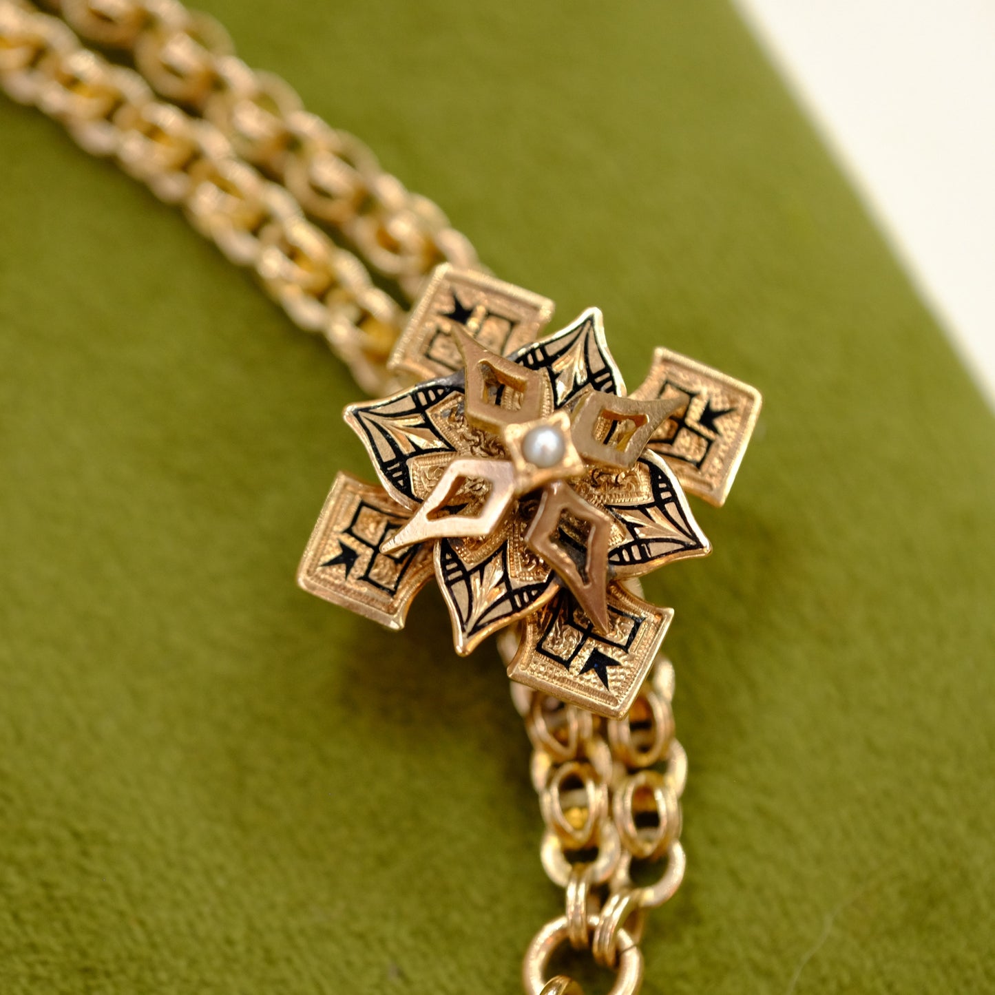 Victorian 14K Gold Filled Slider Watch Chain with Tassel