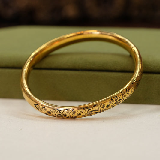 Victorian Gold Filled Flower Enamel Bangle