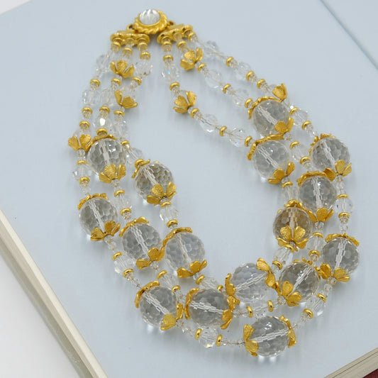 Large Crystal Glass Necklace 1980s