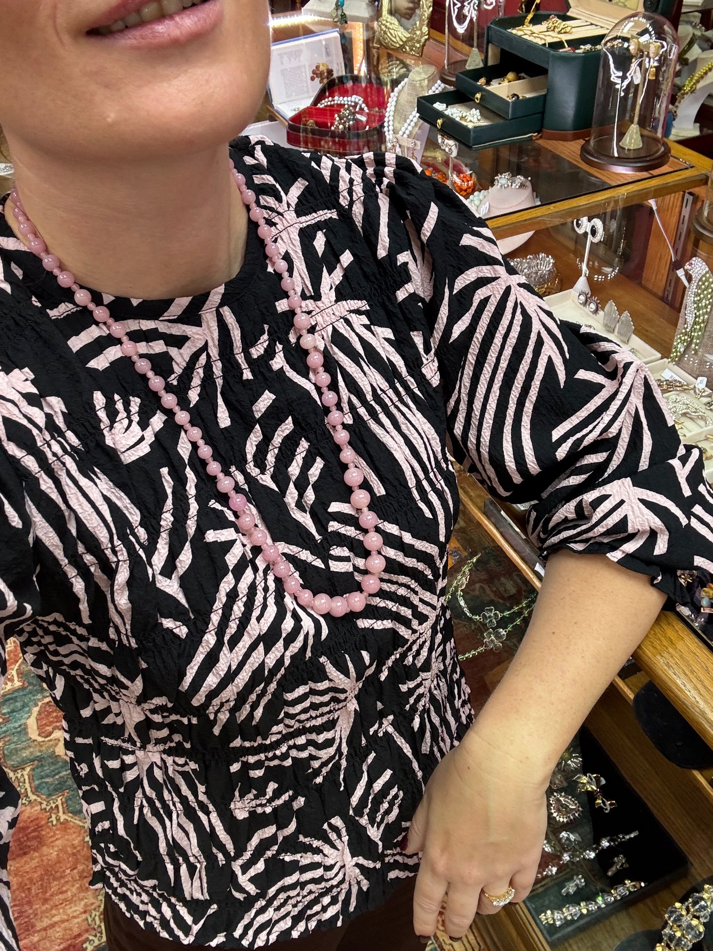 Miriam Haskell Pink Glass Necklace 1970s